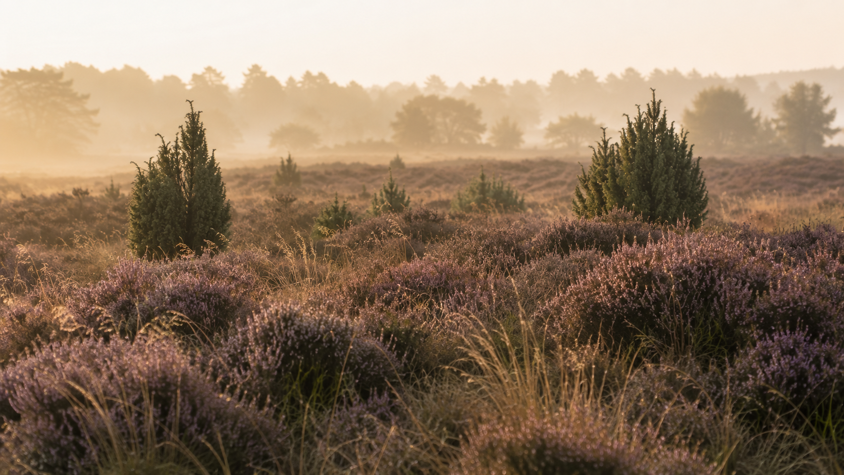Lüneburger Heide im warmen Morgenlicht